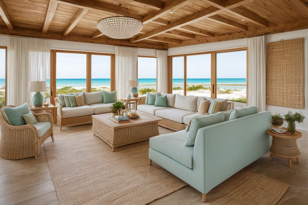 Creating an Eco-friendly Coastal Style: Insights into Natural Materials, Lighting, and Palette Choices in Beach House Interiors